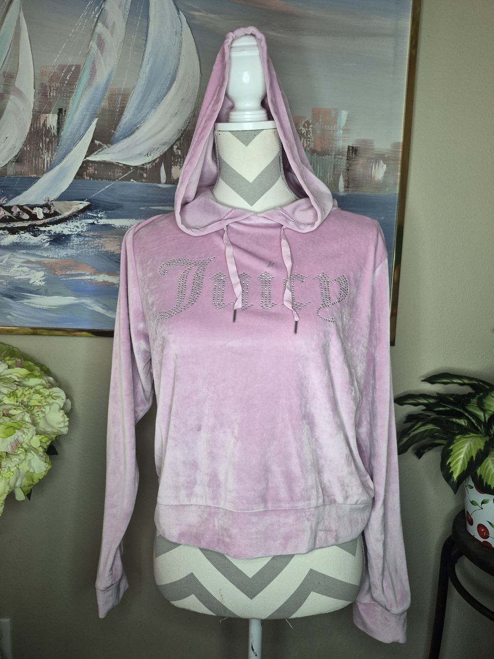 Juicy Couture Pink Velour Hooded Sweatshirt